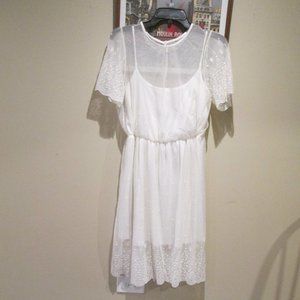 NWT ASOS Embroidery Mesh Lace Ivory Garden Party Romantic Dress Fully Lined sz 8